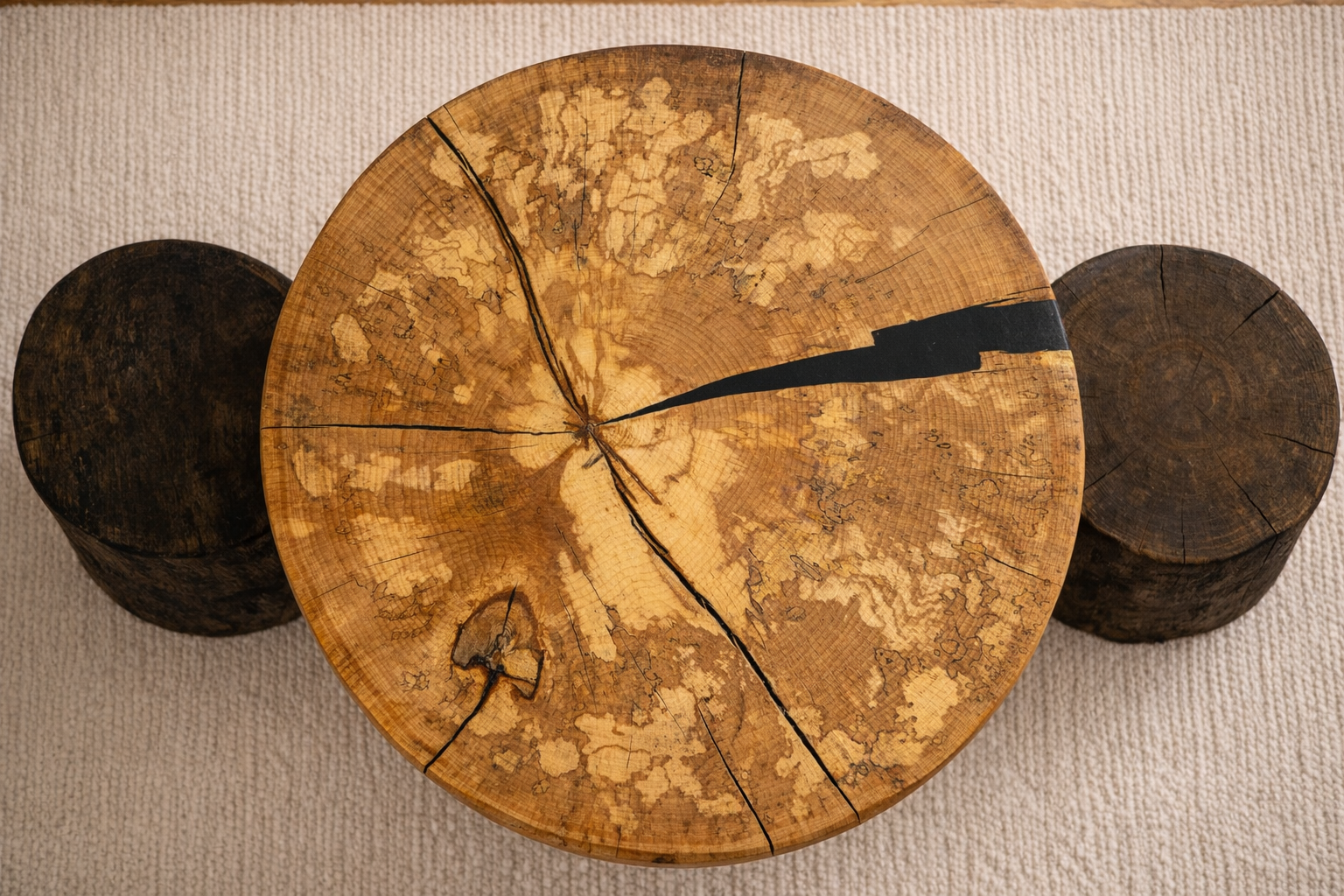 Stolik kawowy z drewna bukowego 63 × 61 cm – lite drewno, naturalne zabarwienie