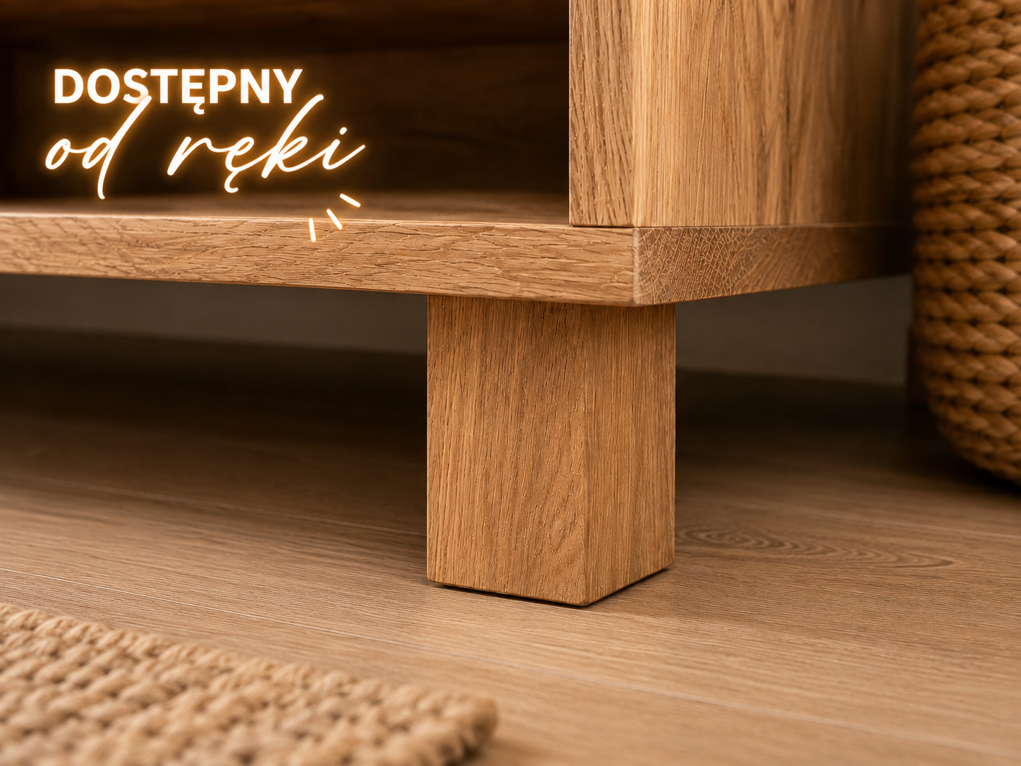 Szafka RTV z Litego Dębu Live Edge 140 cm – Dostępna od Ręki | Meble WOS