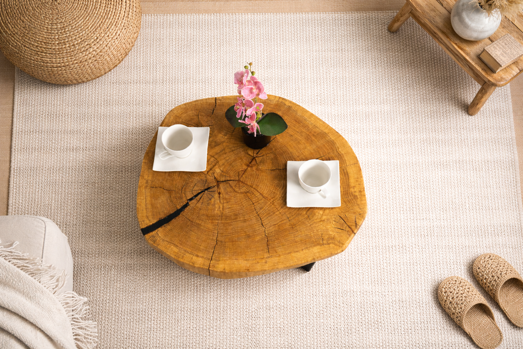 Stolik kawowy dębowy 67x60 cm na stalowych nogach – nowoczesny design