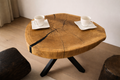 Stolik kawowy dębowy 67x60 cm na stalowych nogach – nowoczesny design