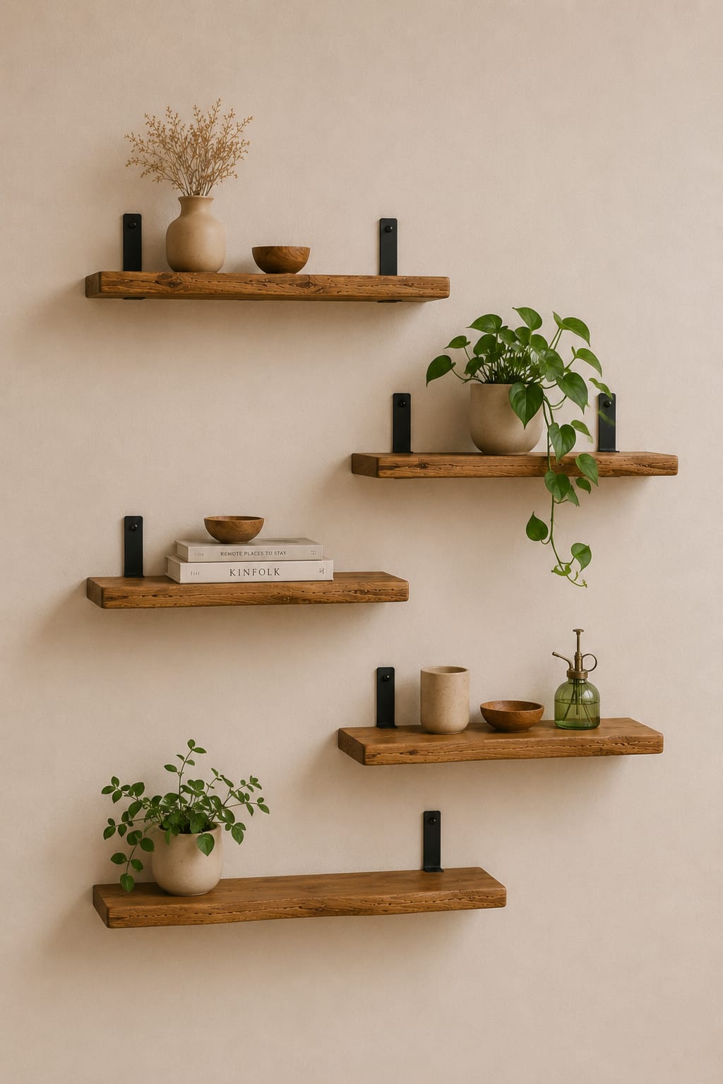 Półka Ścienna Loft z Litego Drewna Dębowego Live Edge Naturalna Krawędź Drewniana Półka Industrialna