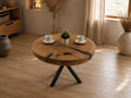 Stolik kawowy z litego drewna dębowego 72 × 70 cm | Blat 7 cm | Styl Loft | Handmade