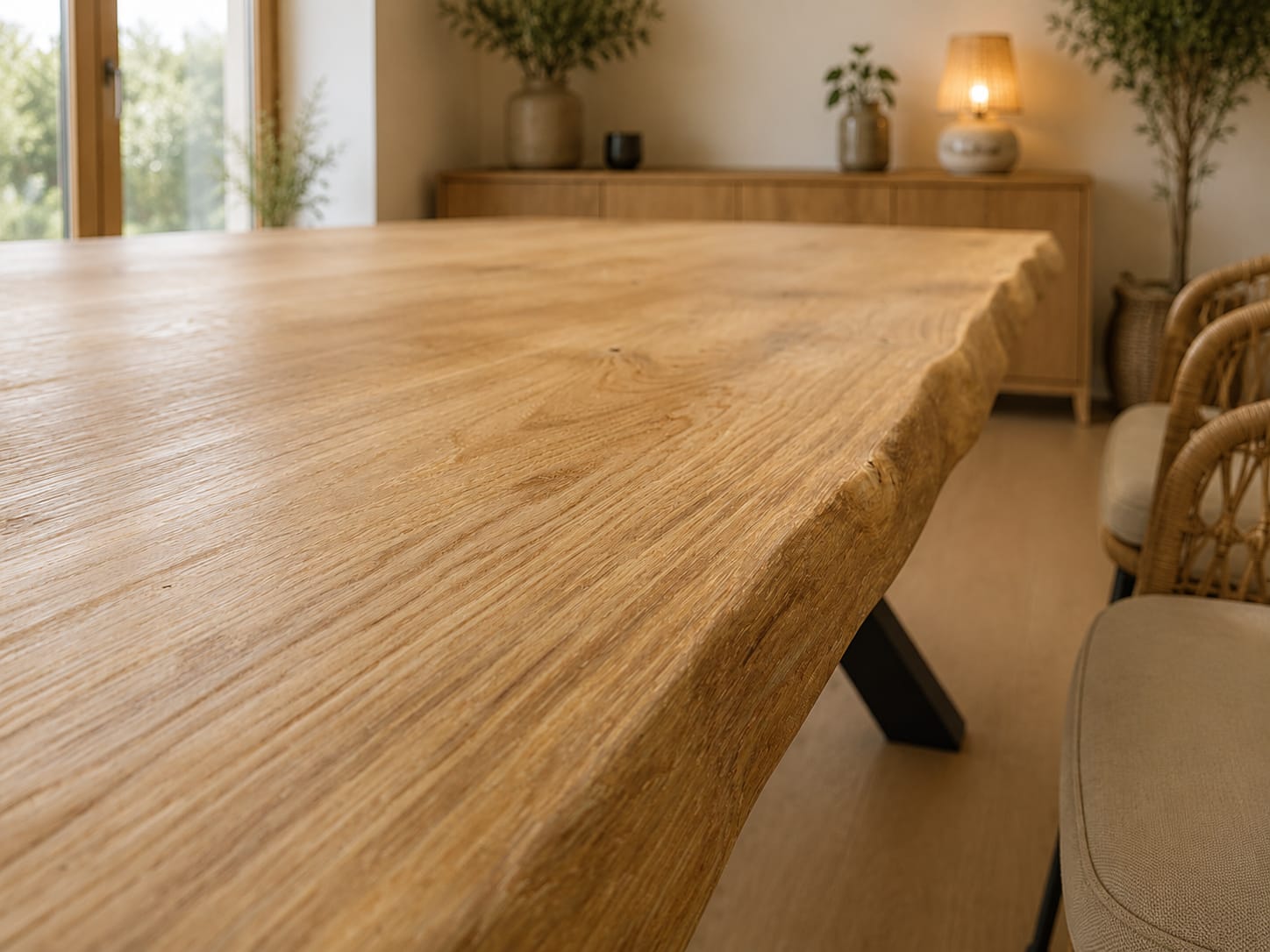 Stół dębowy Loft Live Edge z nogami X | Lite drewno dębowe
