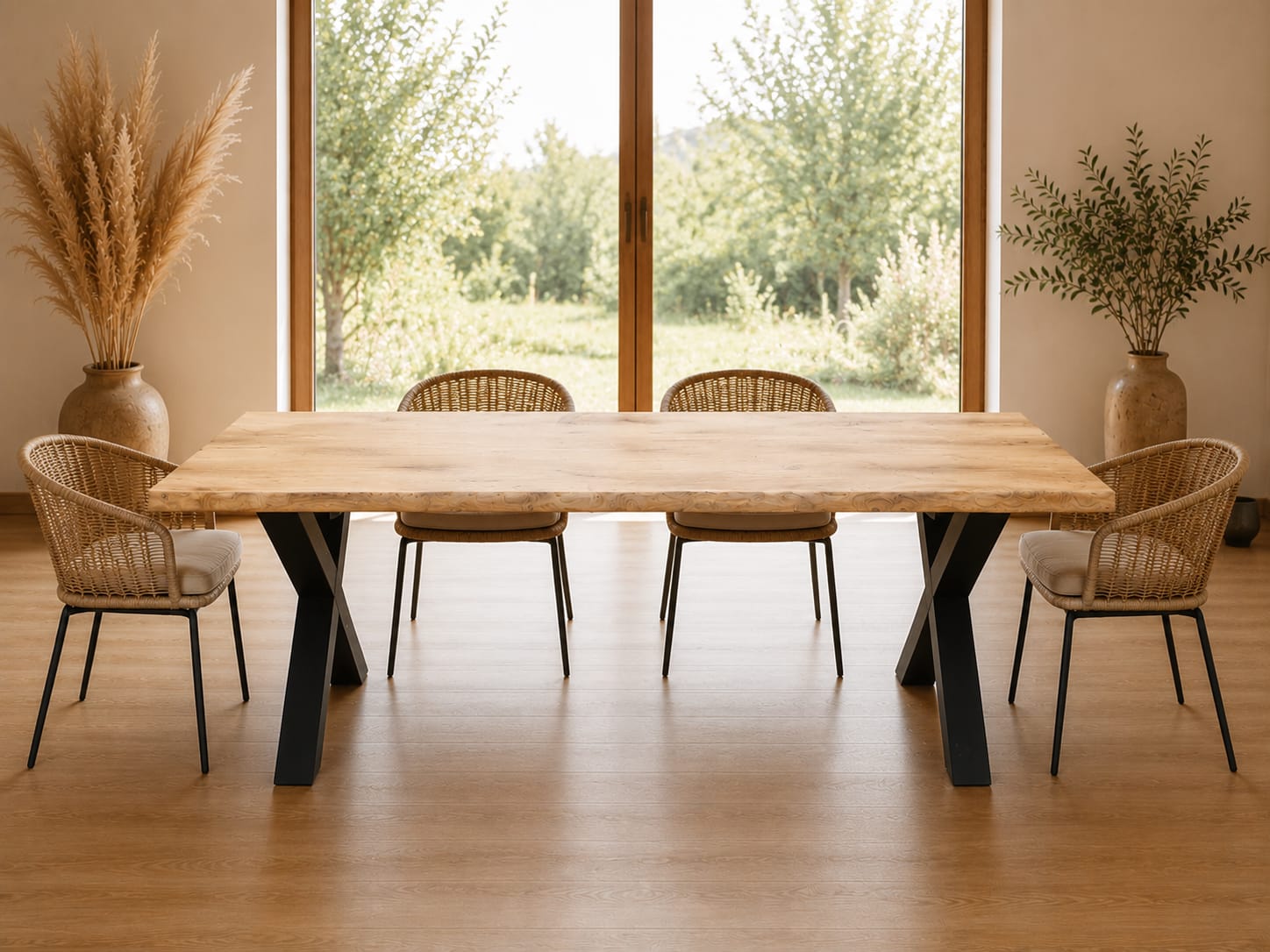 Stół dębowy Loft Live Edge z nogami X | Lite drewno dębowe