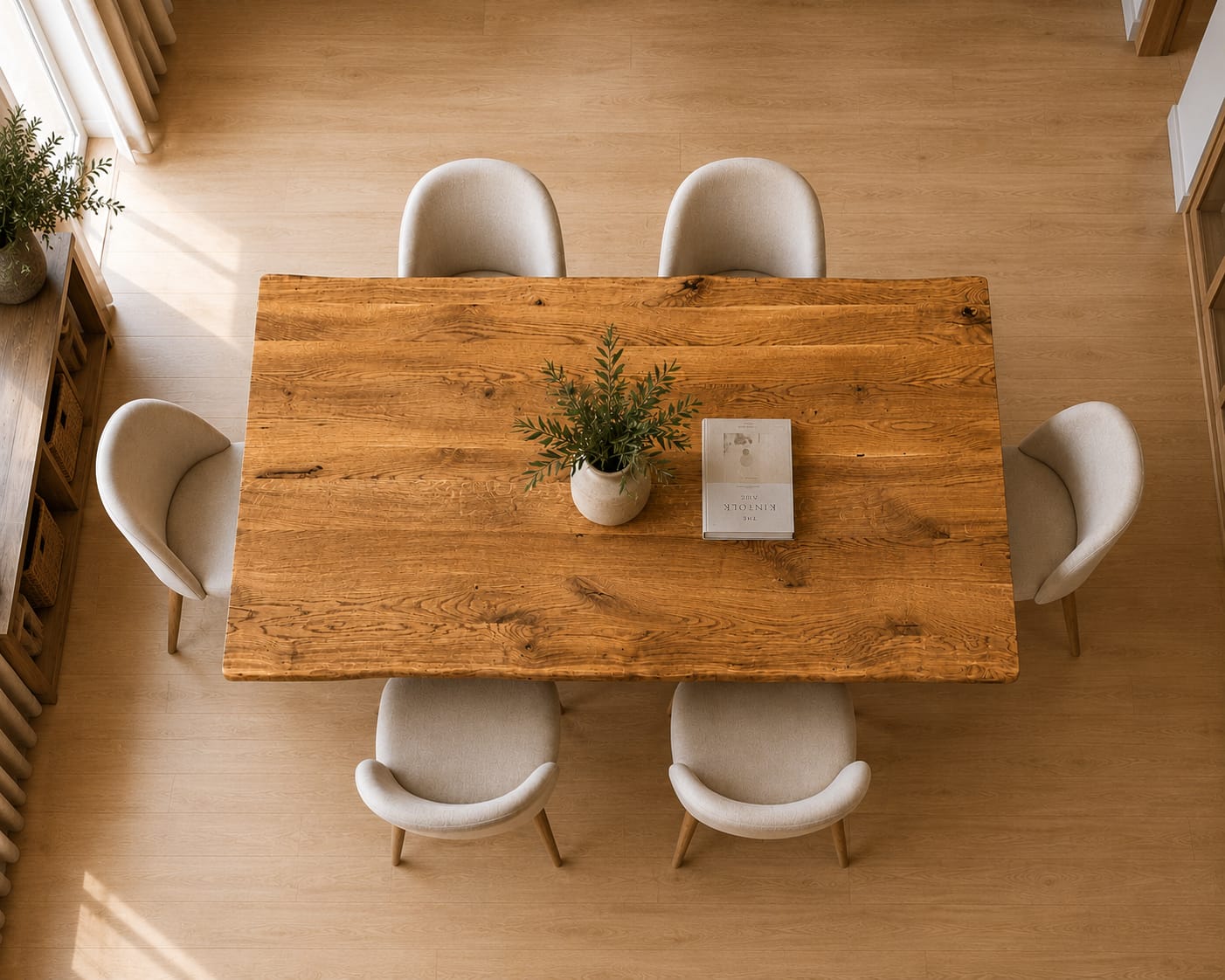 Stół dębowy Loft z prostymi nogami U | Lite drewno dębowe Live Edge